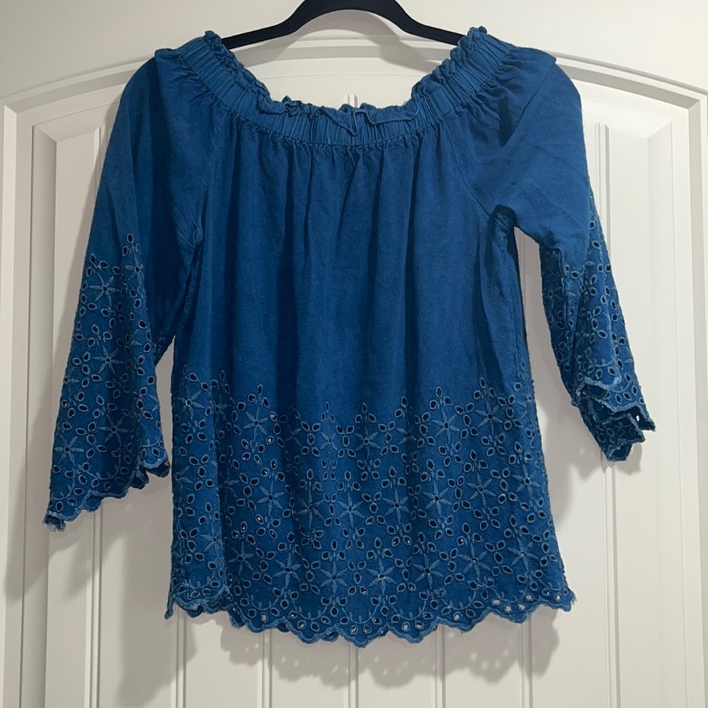 Jean bell sleeve blouse